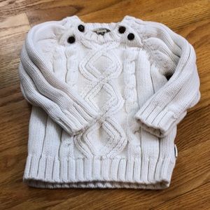 White cable knit sweater